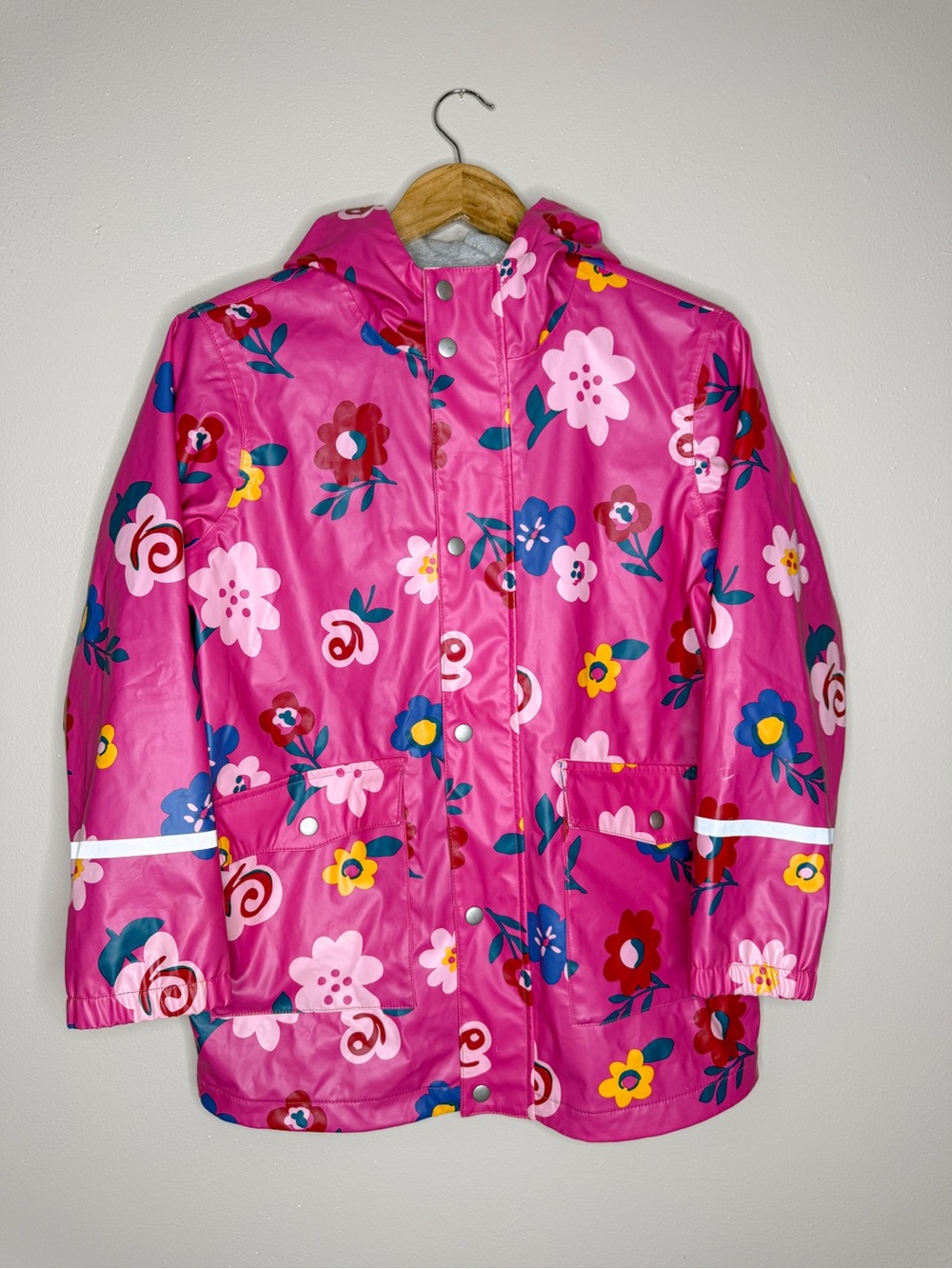 Hanna Anderson | Girl’s Floral Hot Pink Hooded Rain Coat‎